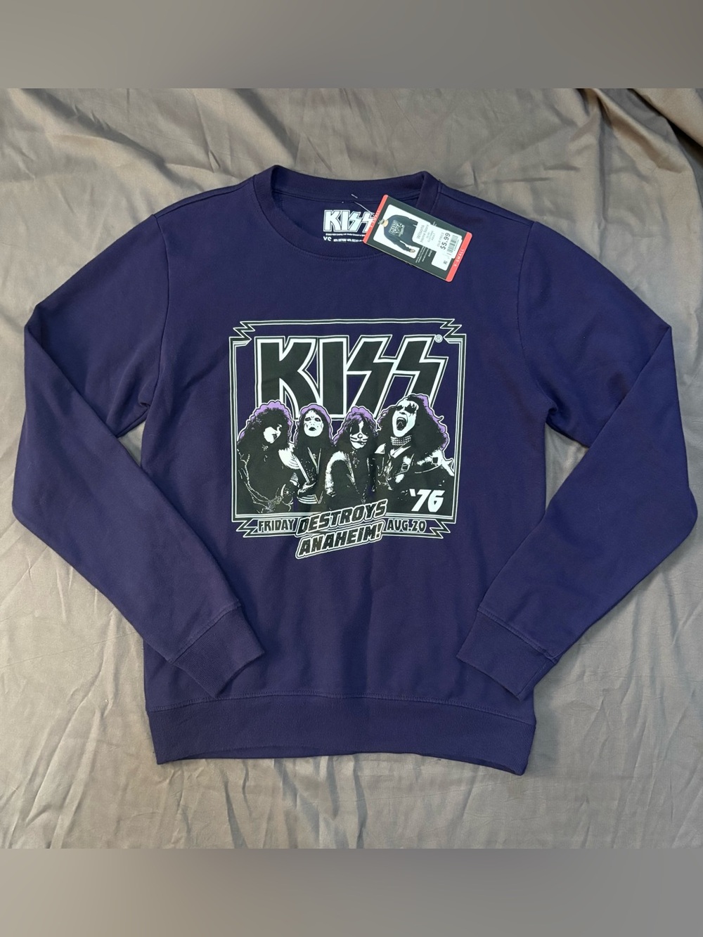 Kiss Purple Crewneck Sweater with Band Graphic